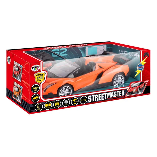 Power Joy - Remote Control Street Master With Light Sports Car - 1:16 (Colored Vary)