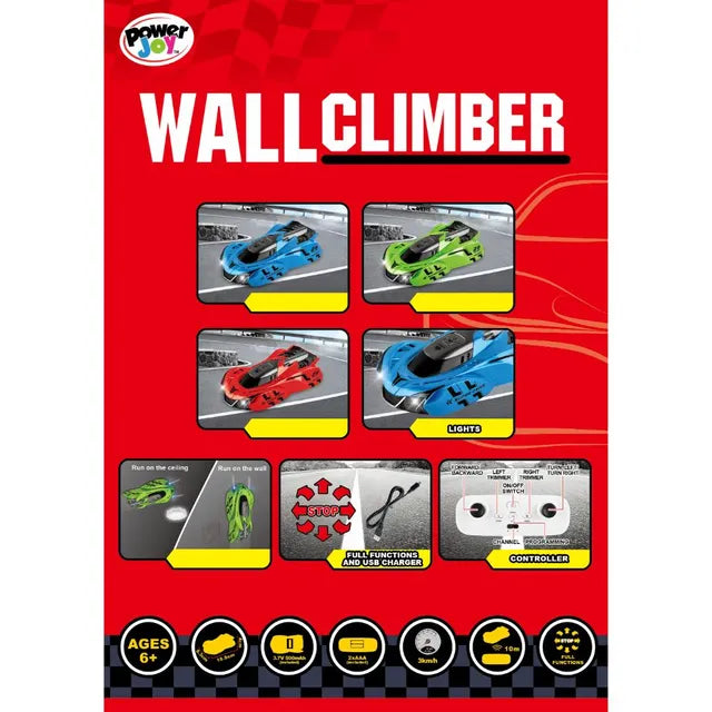 Power Joy - Remote Control Wall Climber With Lights Toy Car (Styles Vary)