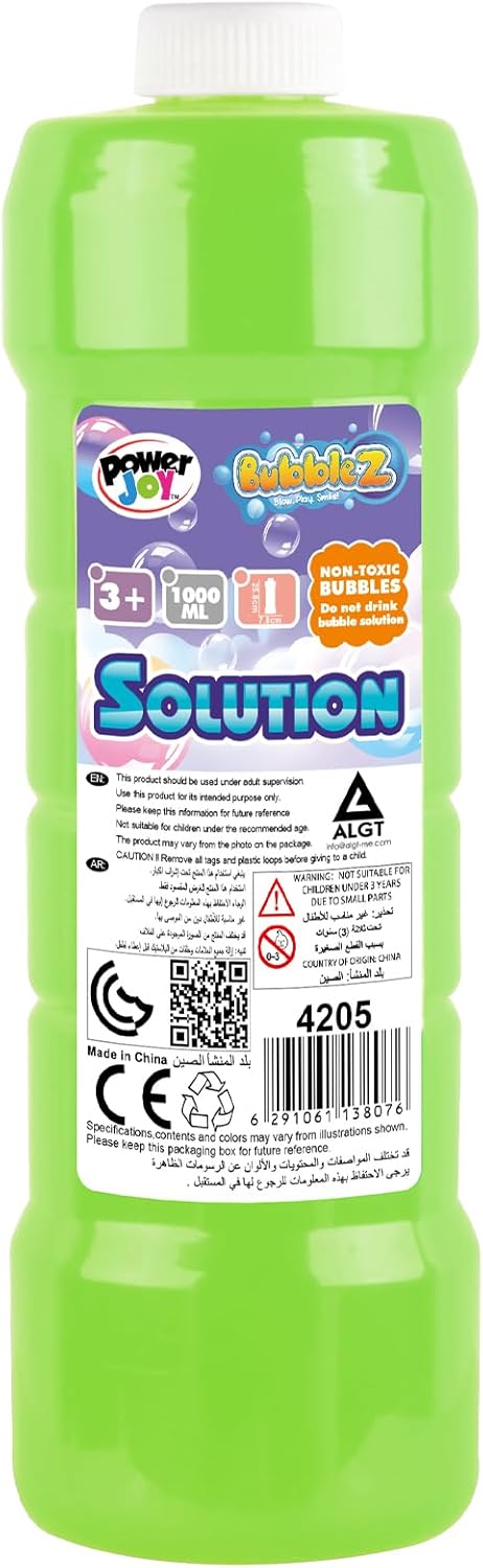 Power Joy - Bubble Solution Bottle 1 Liter (Styles Vary)