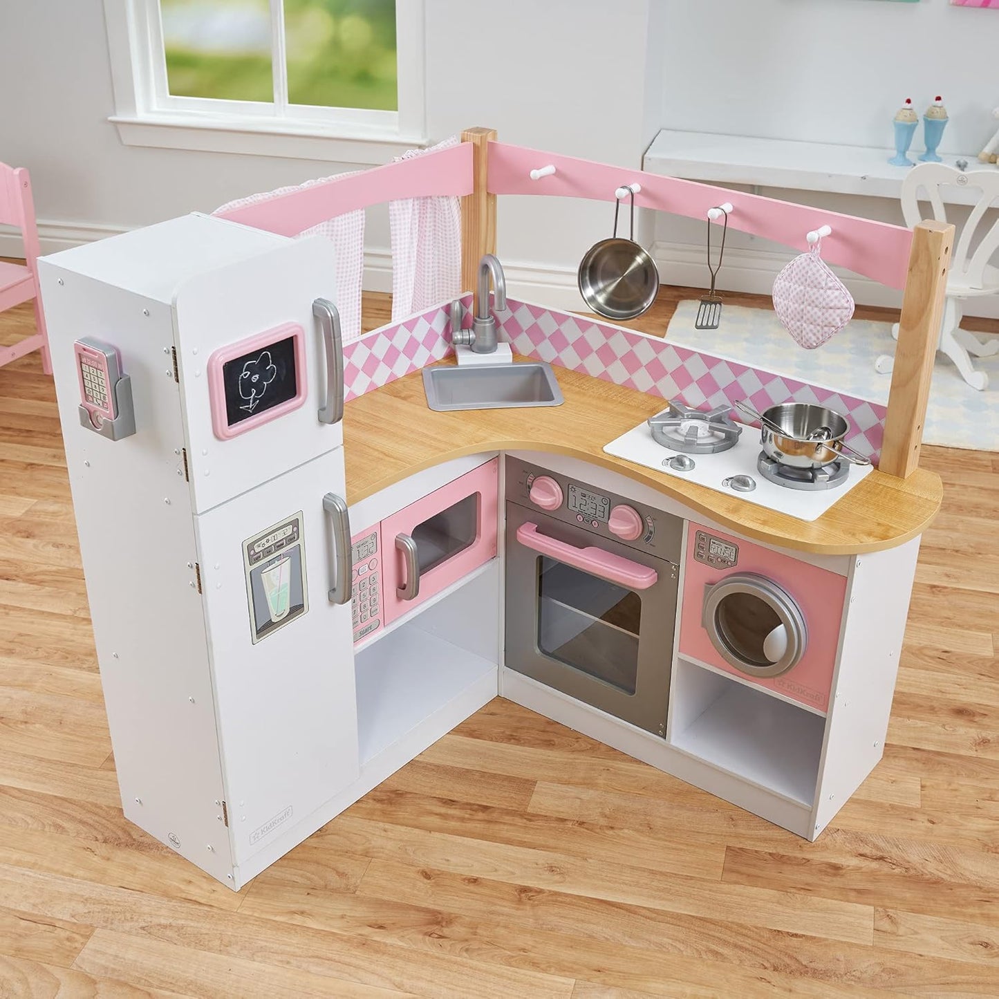 Kidcraft Grand Gourmet Corner Wooden Play Kitchen With Accessories