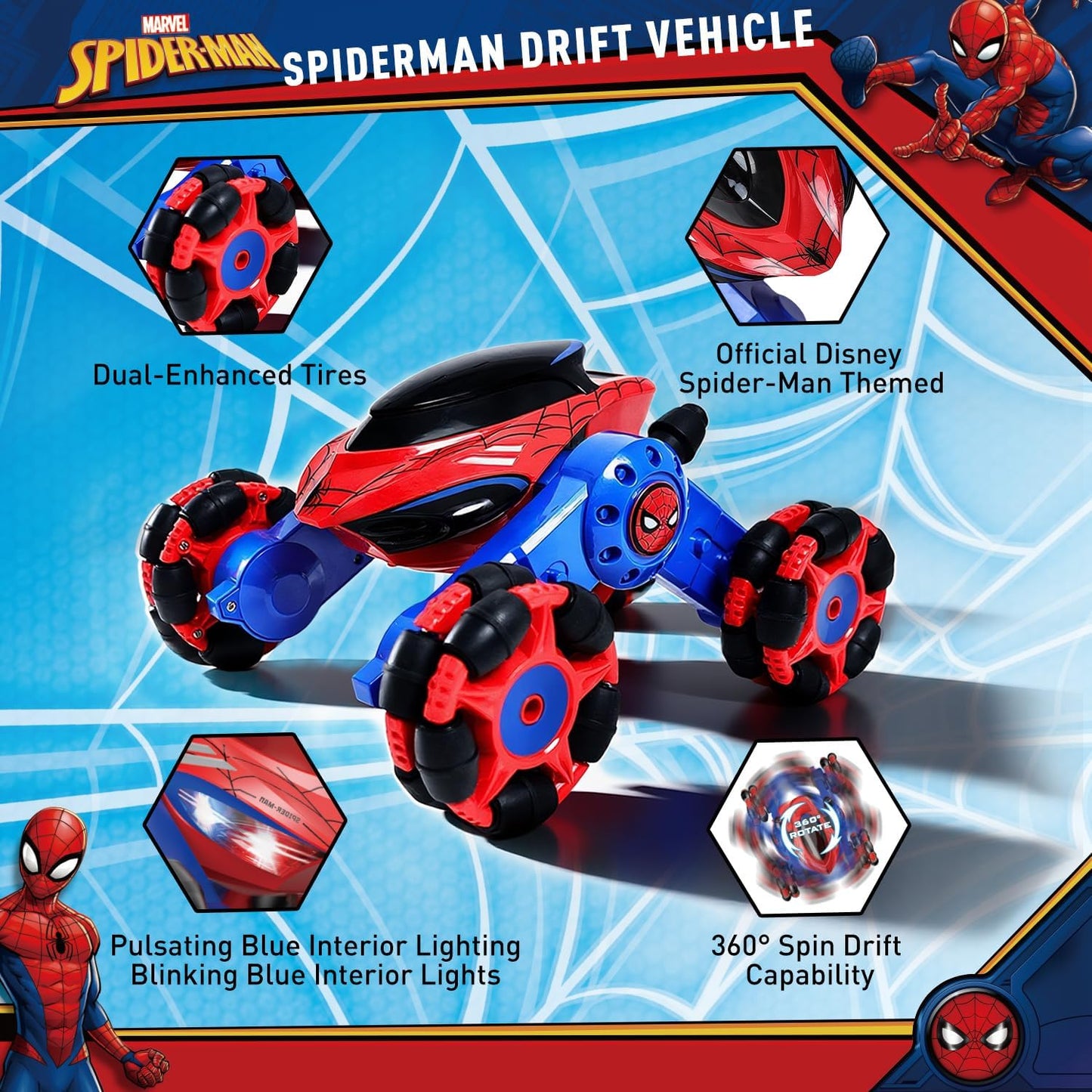 Marvel Remote Control Spider-Man Drift Vehicle  360-degree spins