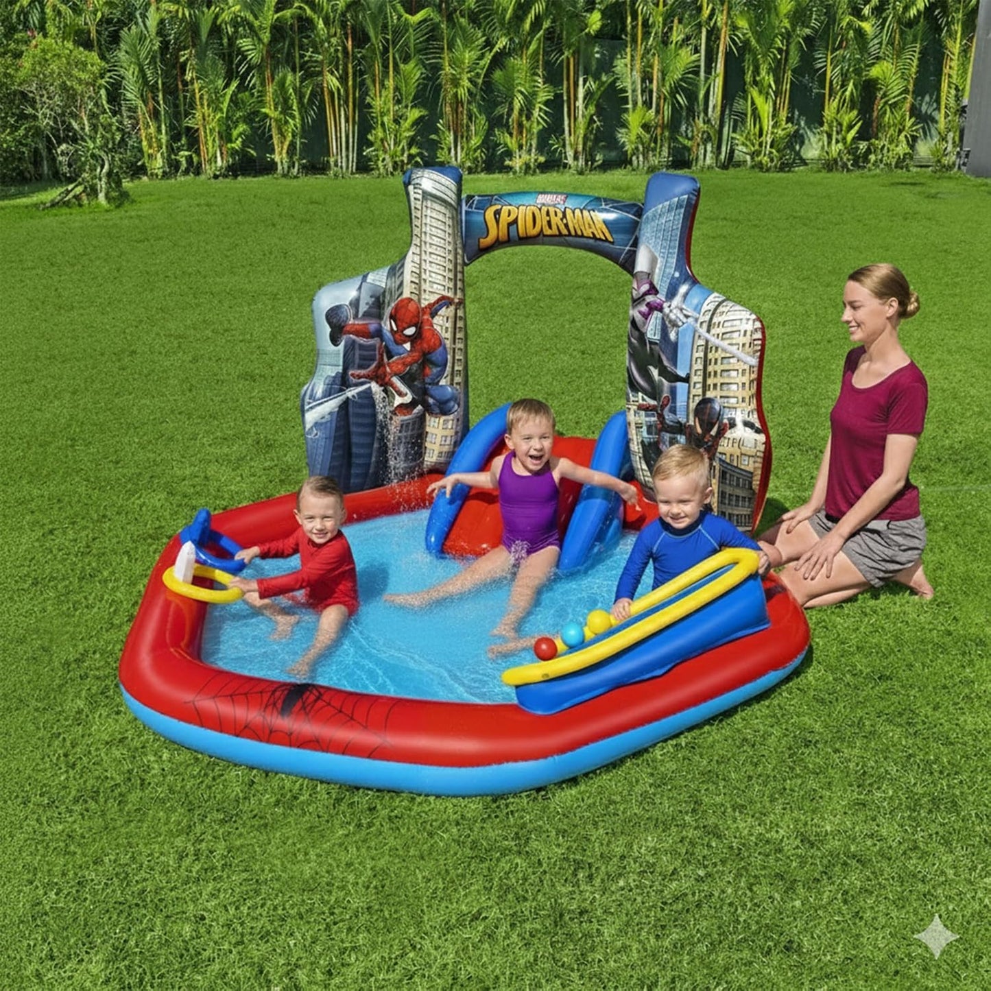 Marvel Spider-Man Inflatable Kids Backyard Water Play Center