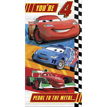 Disney Cars Birthday Card - 4 Years