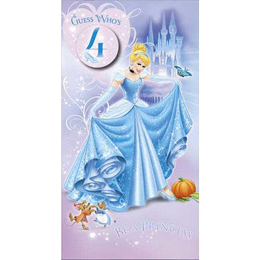 Disney Princess Cinderella Birthday Card - 4 Years