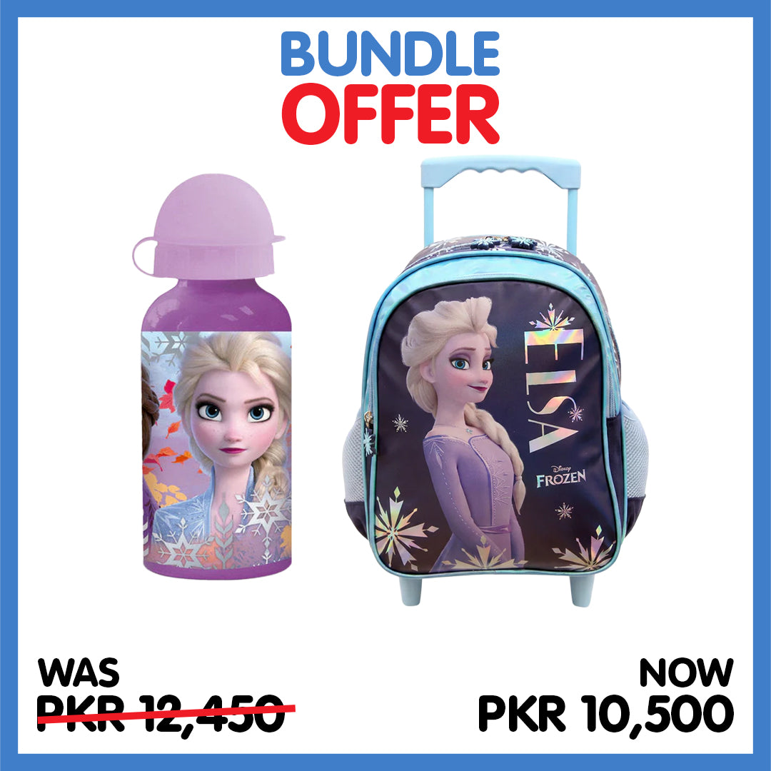 Disney Frozen School Essentials Combo | 18" Trolley Backpack + Water Bottle