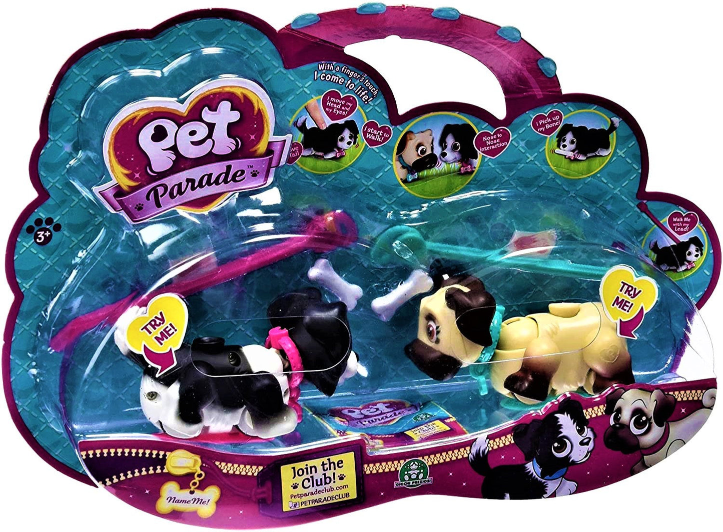 Pet Parade Border Collie and Pug Twin Puppy Pack