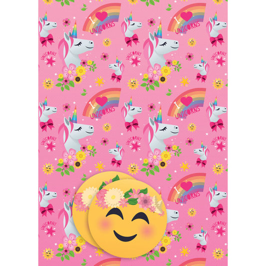 Joy Pixels Unicorn Wrapping Paper - 2 Sheets and 2 Tags