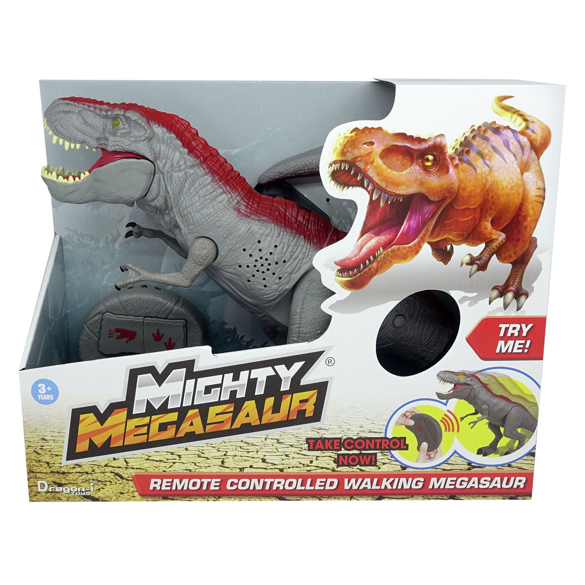 Mighty Megasaur 30cm Walking Dinosaur Grey T Rex The
