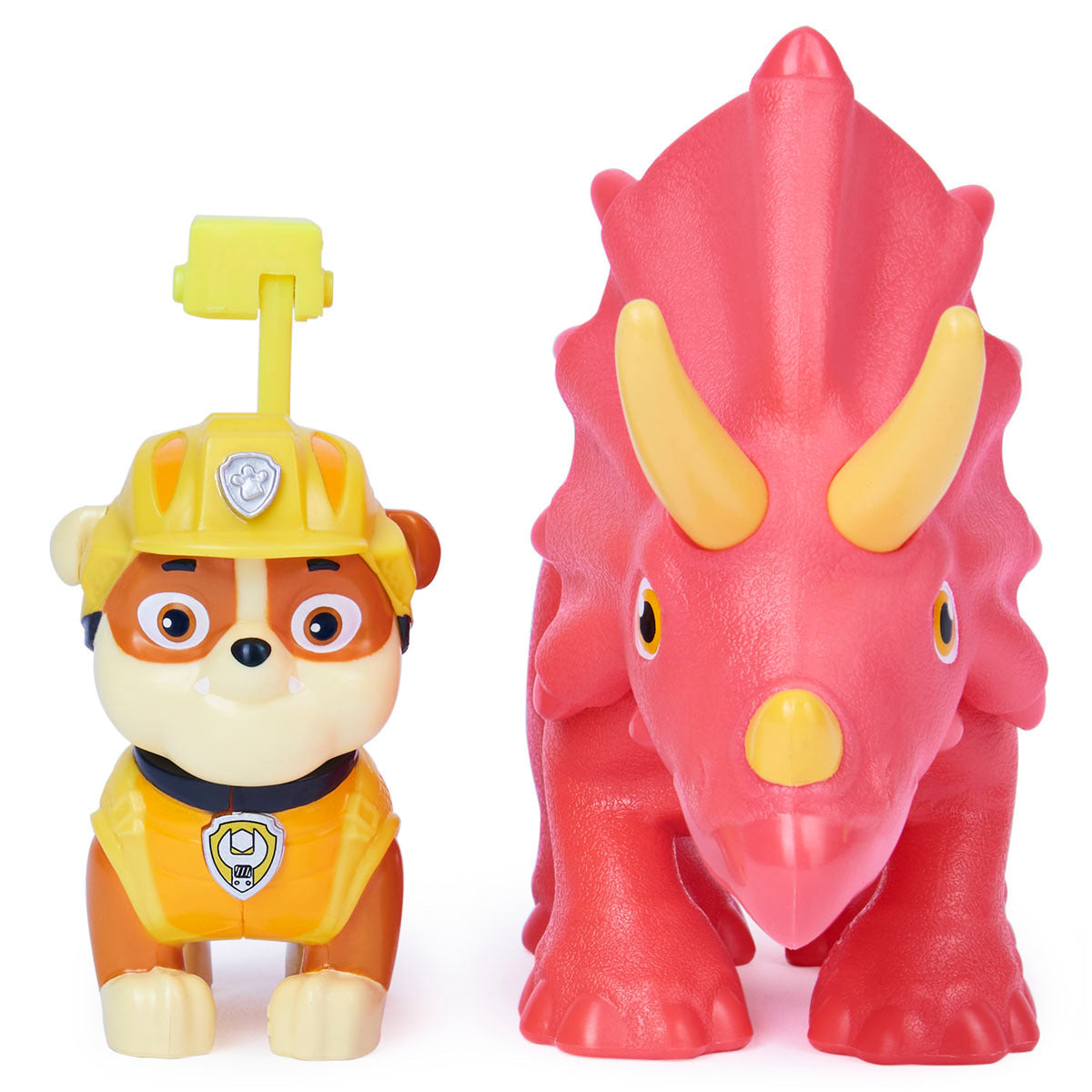 Paw Patrol Dino Rescue Figures and Mystery Dinosaur - Rubble and Triceratops