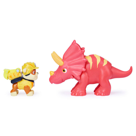 Paw Patrol Dino Rescue Figures and Mystery Dinosaur - Rubble and Triceratops