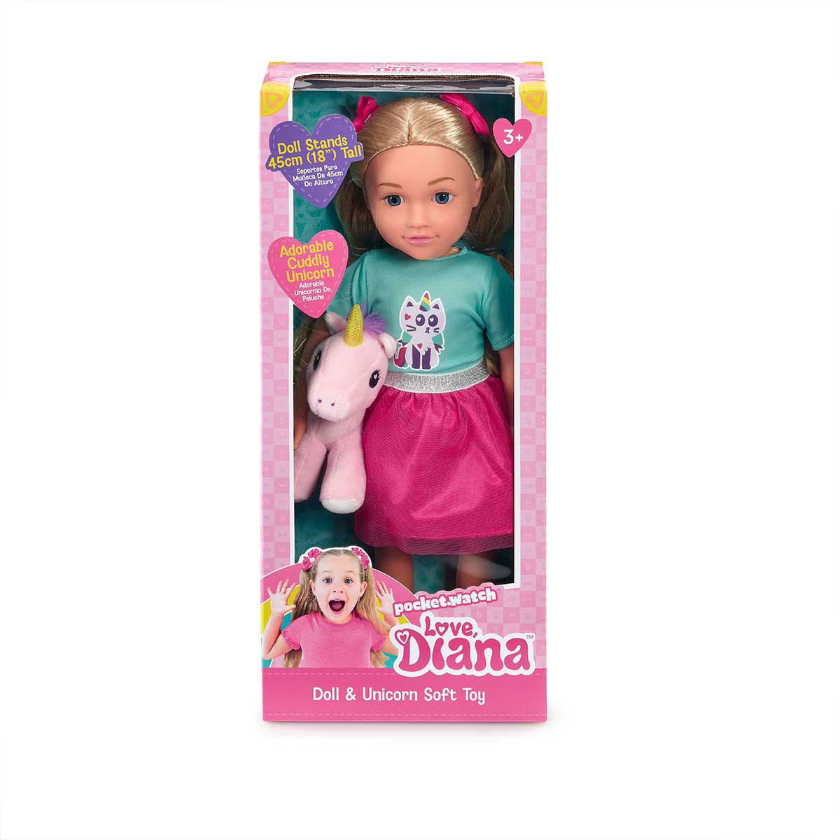 Love Diana Doll and Unicorn Soft Toy
