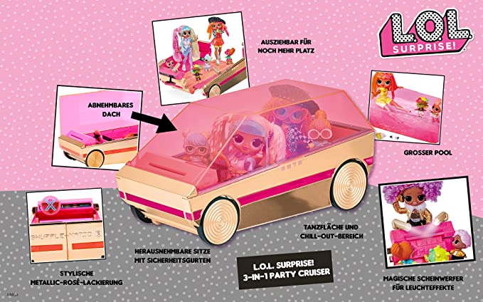 L.O.L. Surprise 3-in-1 Party Cruiser Car Playset
