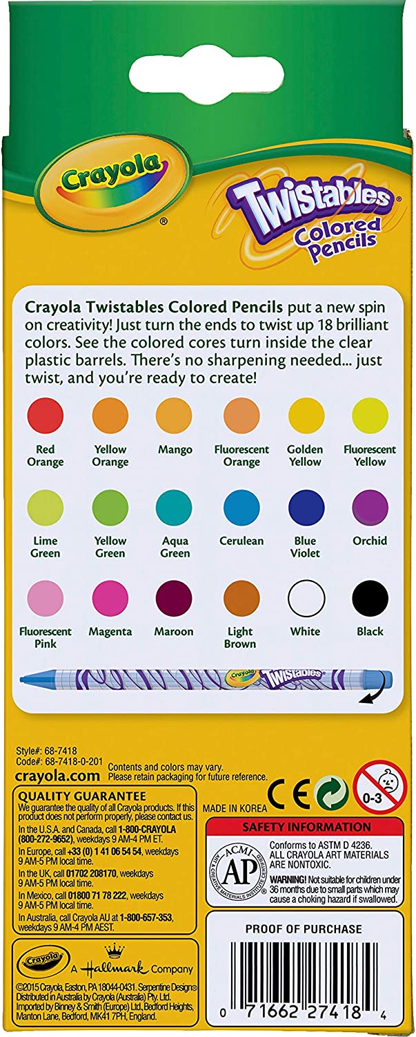 Crayola - 18 Ct Twistables Colored Pencils